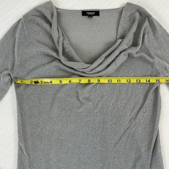 Holiday Shimmer Silver Metallic Sparkle Sweater - Picture 3 of 7